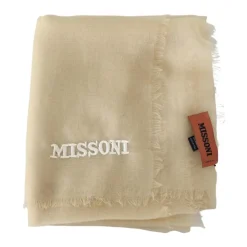 Beige Cashmere Skjerf med Frynser