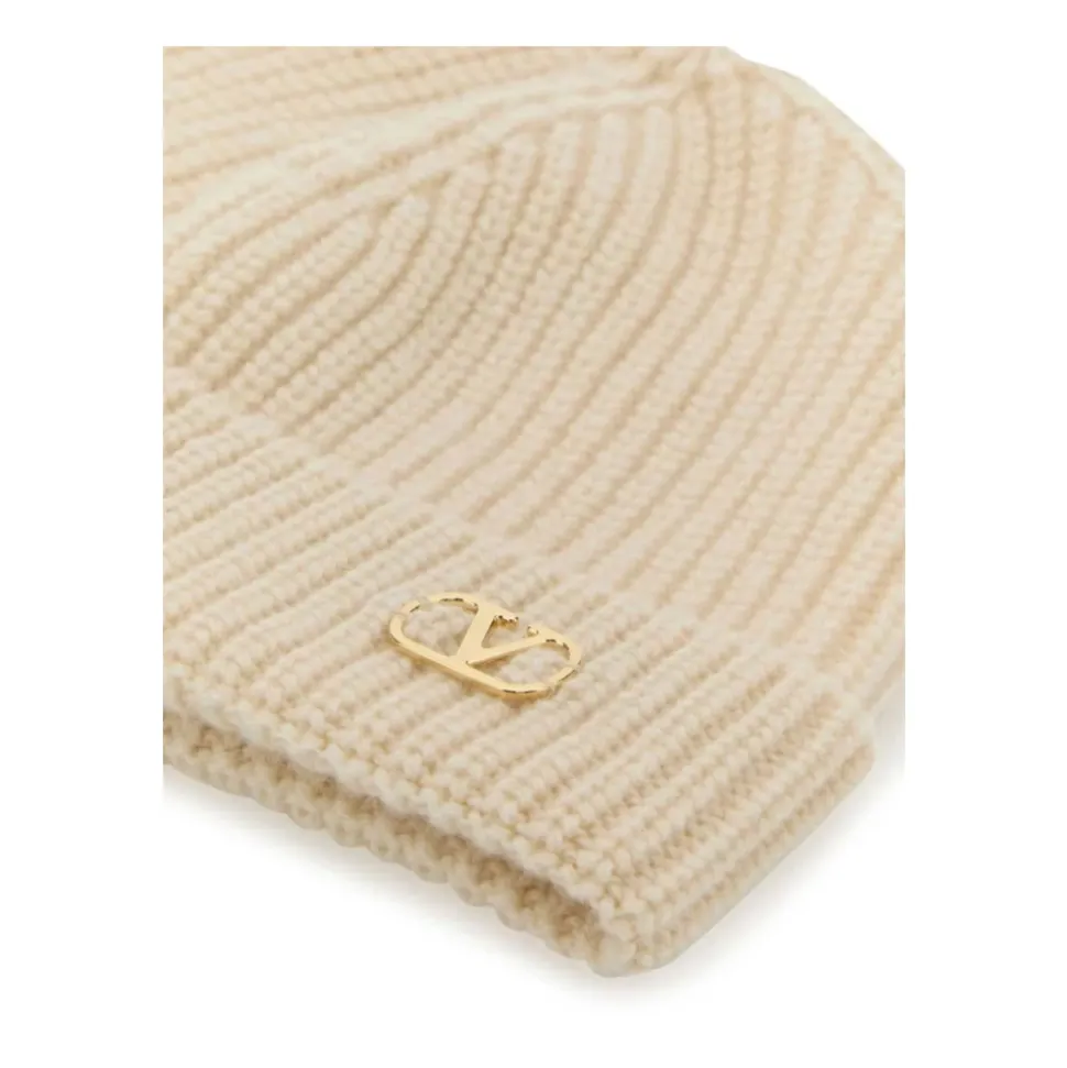 Beige Cashmere VLogo Cap