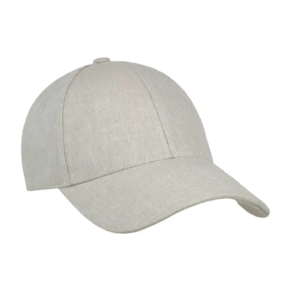 Beige Lin Caps med Justerbar Stropp