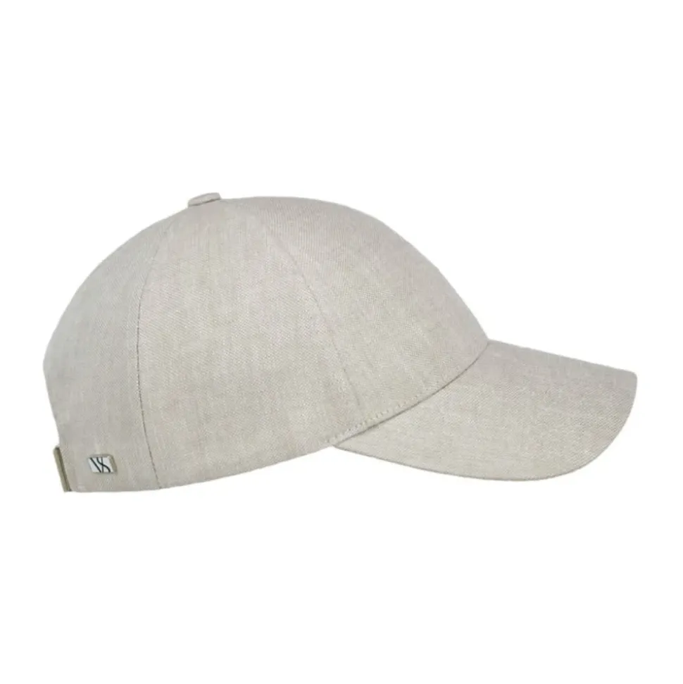Beige Lin Caps med Justerbar Stropp