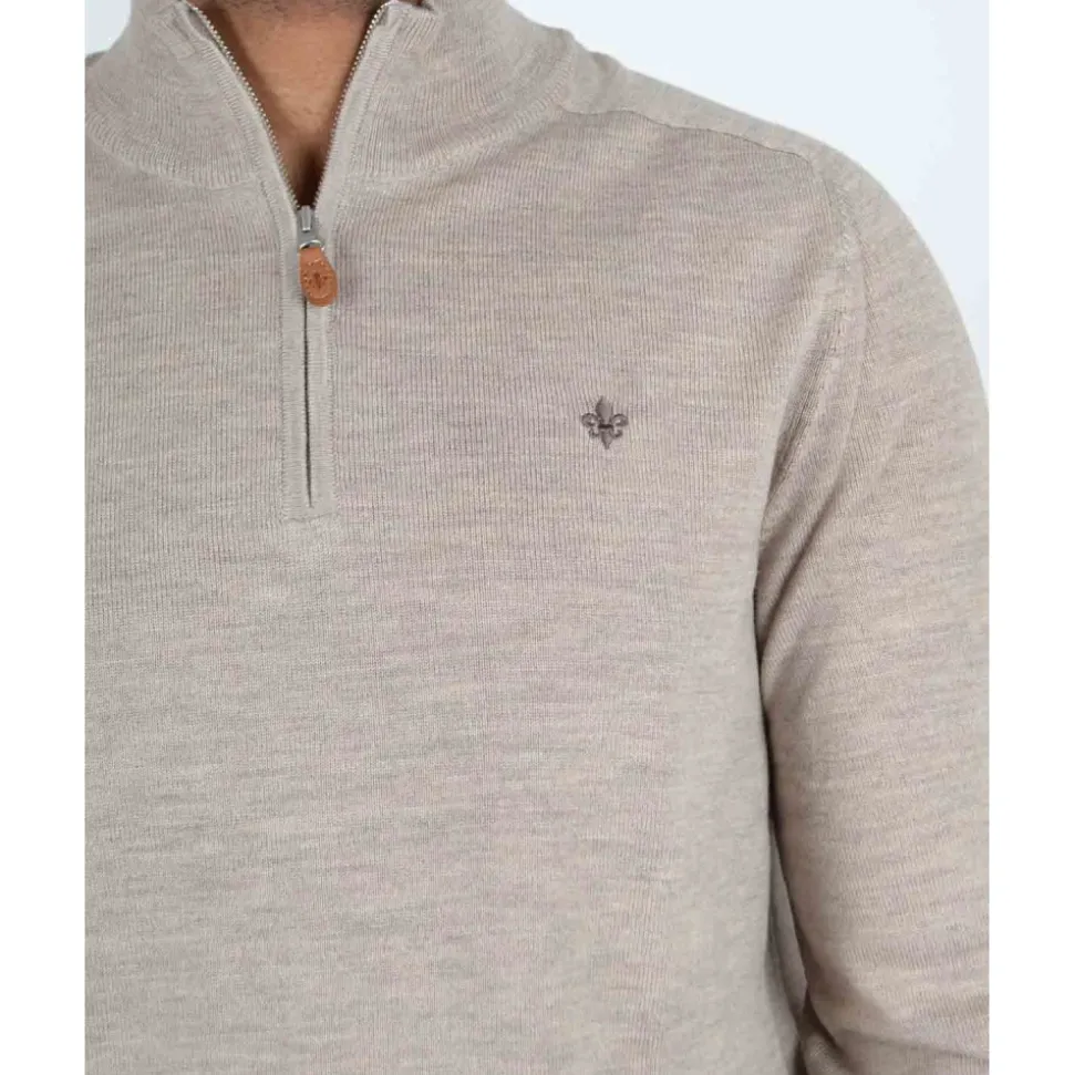 Beige Morris Stockholm Merino John Zip Genser Half-Zip
