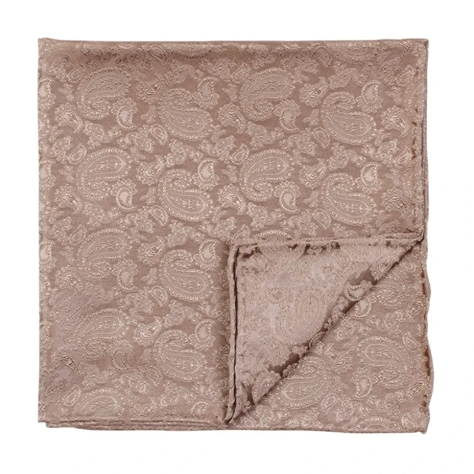 Beige Paisley Silke Lommetørkle Tilbehør