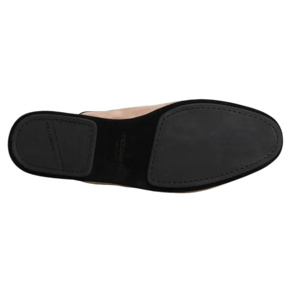 Beige Semsket Slides Flate Sko