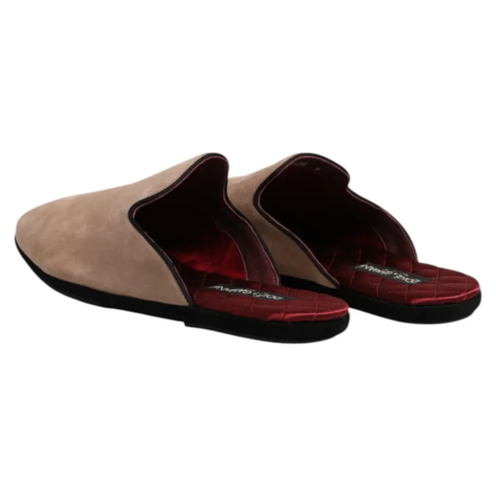 Beige Semsket Slides Flate Sko