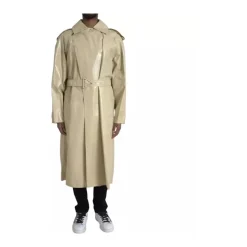 Beige Skinn Trench Coat Jakke