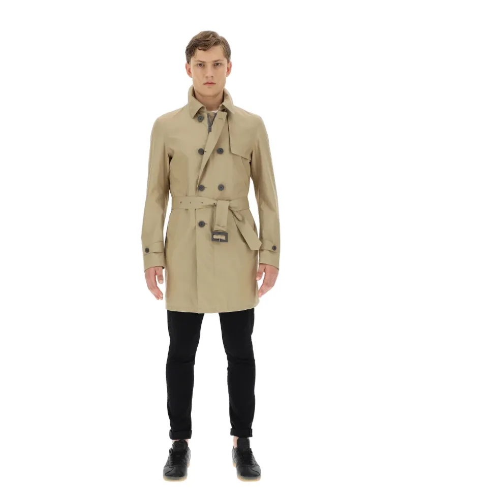 Beige Vevd Regnfrakk Trenchcoat
