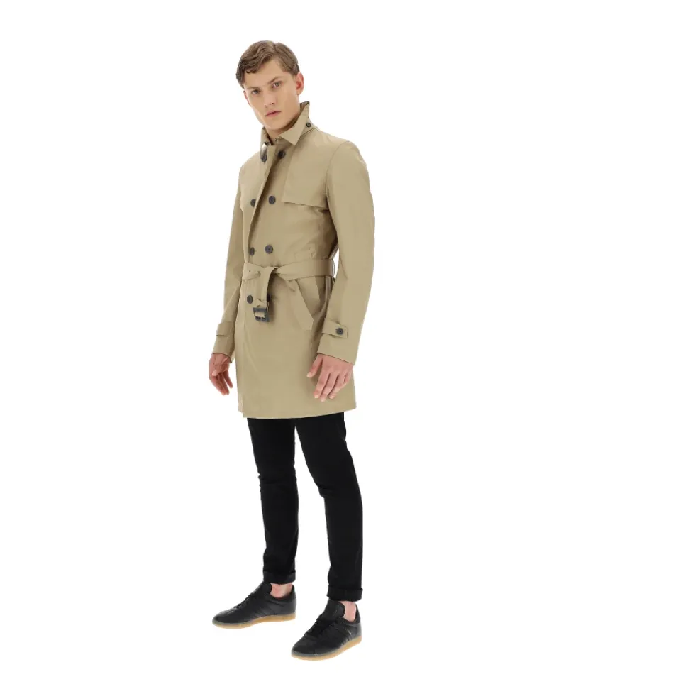 Beige Vevd Regnfrakk Trenchcoat