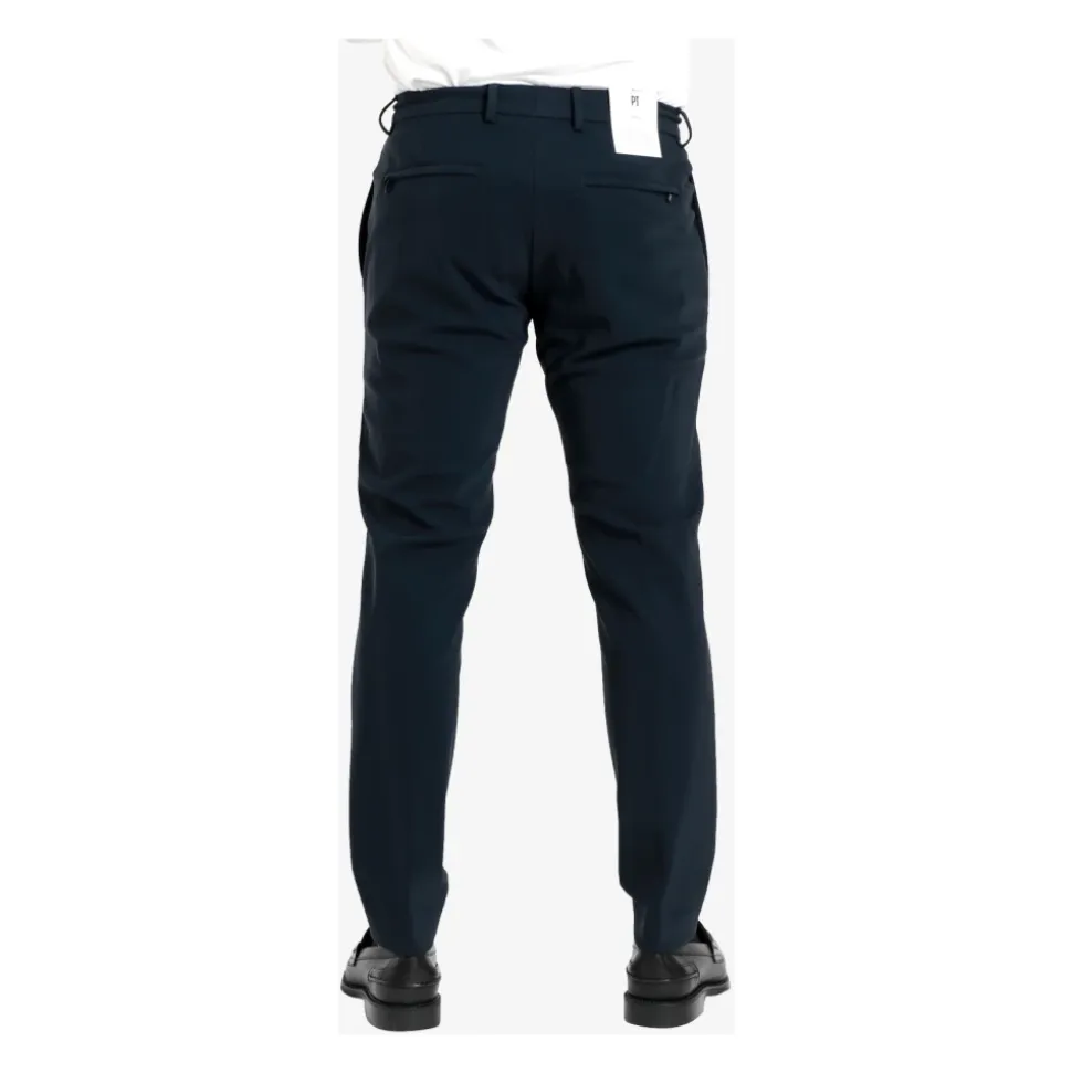 Blå bomullsbukser med knapp og glidelås