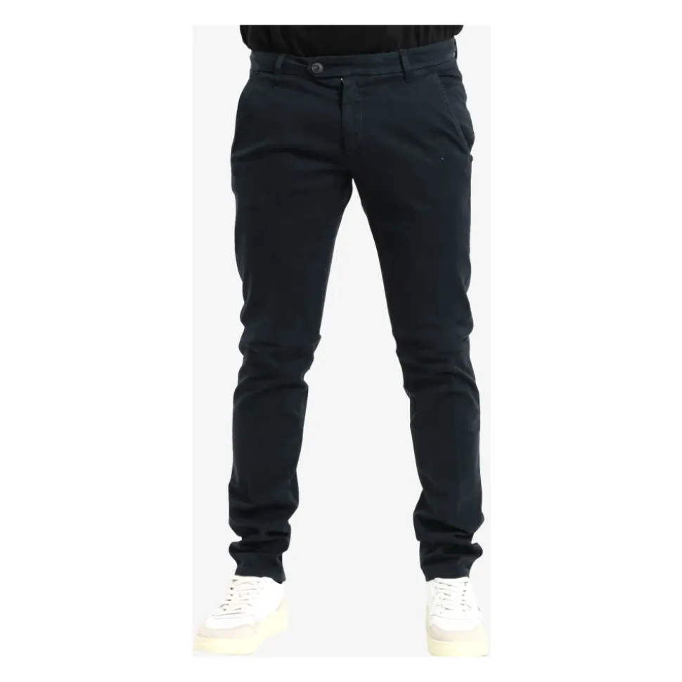 Blå Bomullsbukser Slim Fit