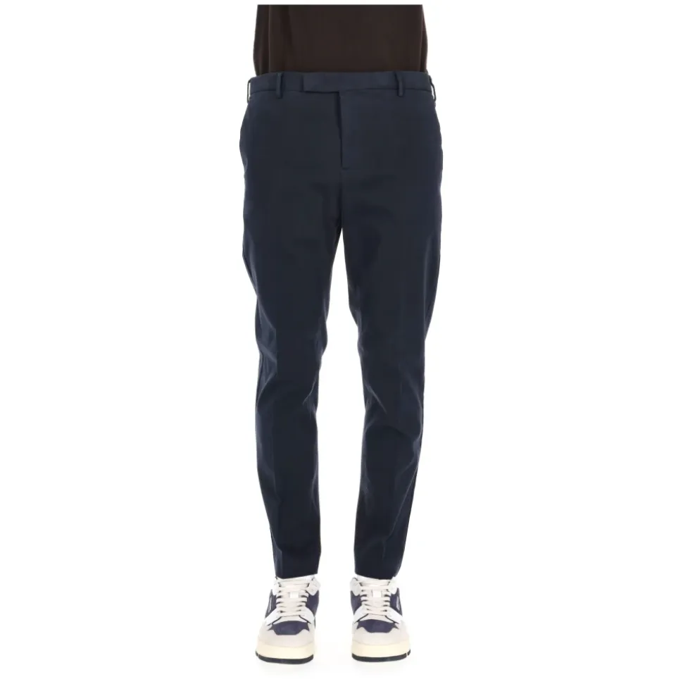 Blå Bomullsbukser Slim Fit