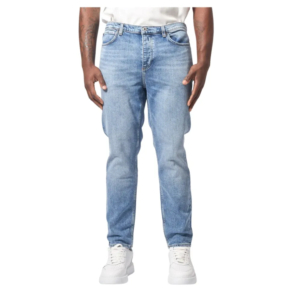 Blå Elastisk Bomull 5-Lomme Jeans