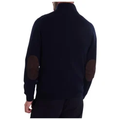 Blå Genser med Alcantara Patch Detaljer