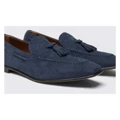 Blå semsket skinn dusk loafers