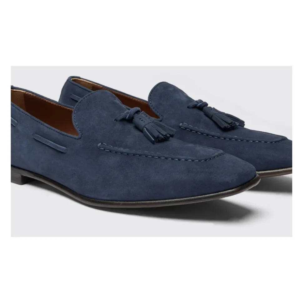 Blå semsket skinn dusk loafers