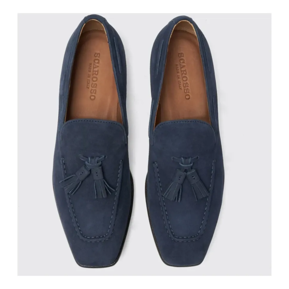 Blå semsket skinn dusk loafers