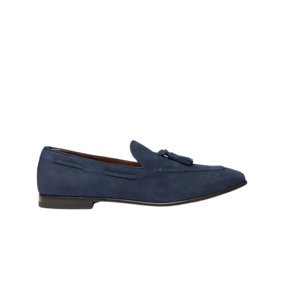 Blå semsket skinn dusk loafers