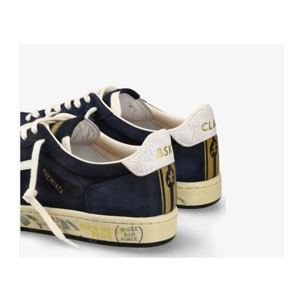 Blå semsket sneaker med hvite detaljer