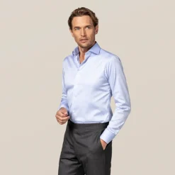 Blå Signature Twill Slim Fit Skjorte