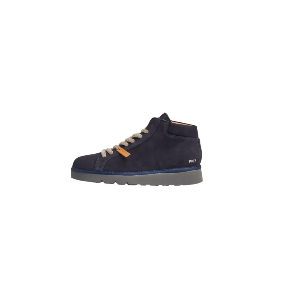Blå Sneakers med Lær Detaljer