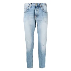 Blå Straight Jeans med 5 Lommer