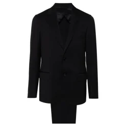 Blå ull dress med brosjedetalj
