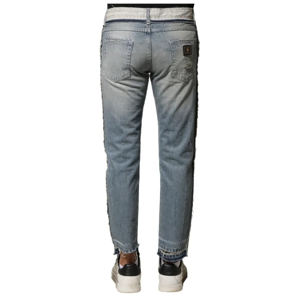 Blå Vasket Straight Denim Jeans