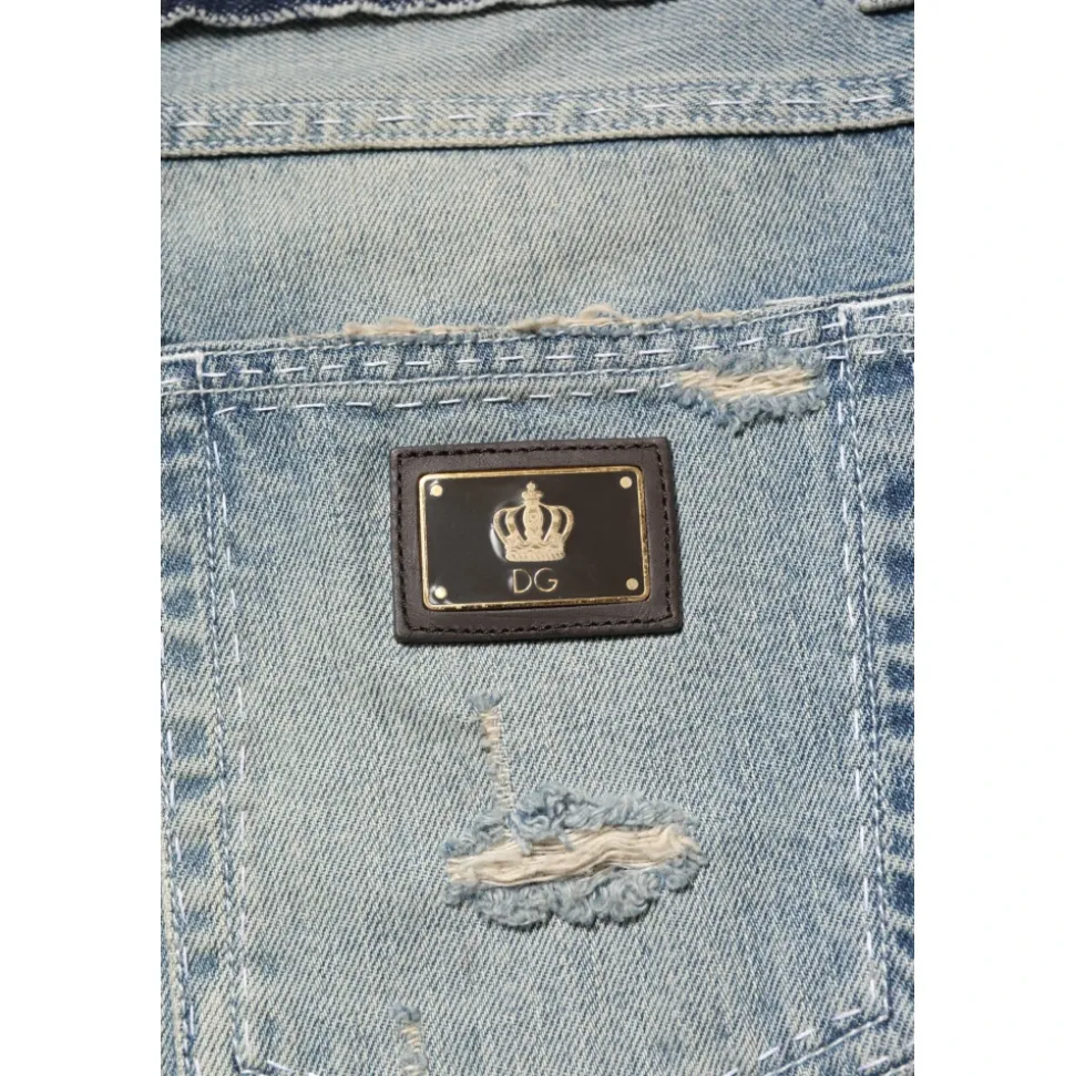 Blå Vasket Straight Denim Jeans