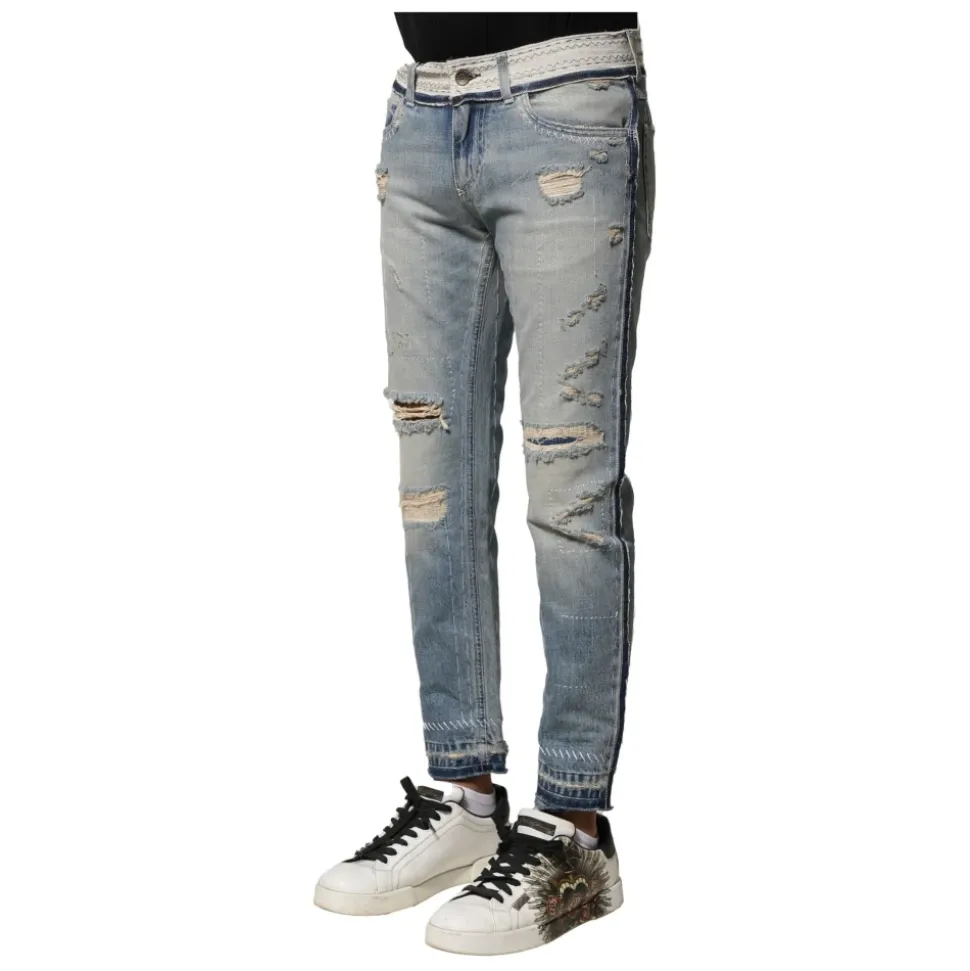 Blå Vasket Straight Denim Jeans