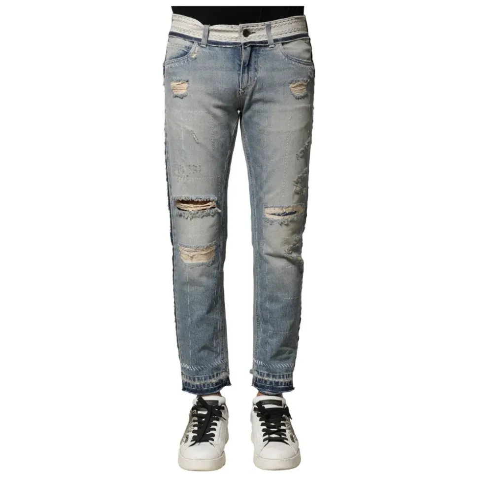 Blå Vasket Straight Denim Jeans