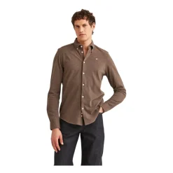 Brun Morris Camden Pique Shirt Skjorte