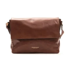 Brun skinn messenger veske for menn