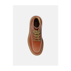 Camel Leather High Lace-up Boots