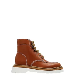 Camel Leather High Lace-up Boots