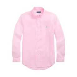 Carmel Pink Linen Polo Shirt