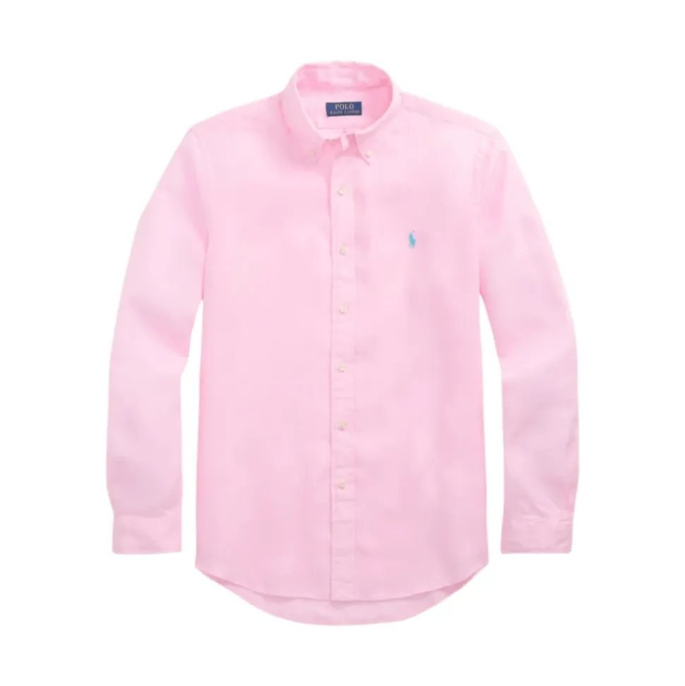 Carmel Pink Linen Polo Shirt