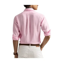 Carmel Pink Linen Polo Shirt