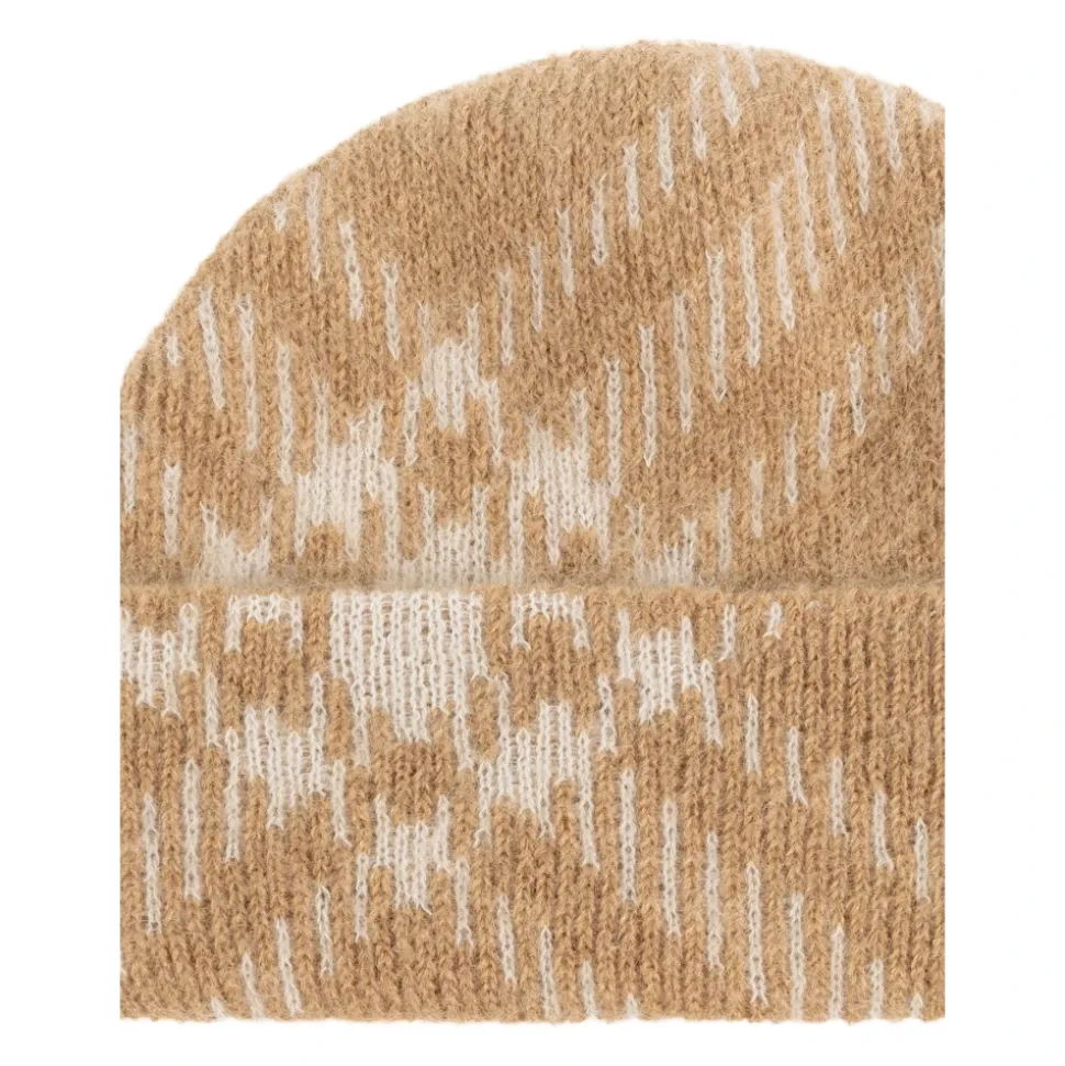 Check Mohair Wool Blend Beanie