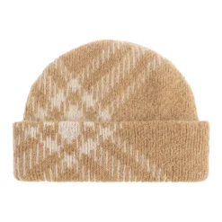 Check Mohair Wool Blend Beanie
