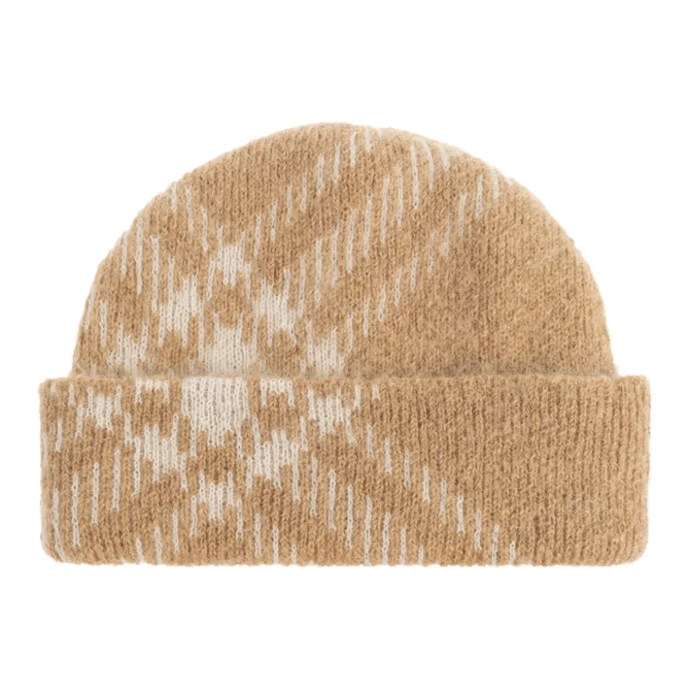 Check Mohair Wool Blend Beanie