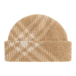 Check Mohair Wool Blend Beanie