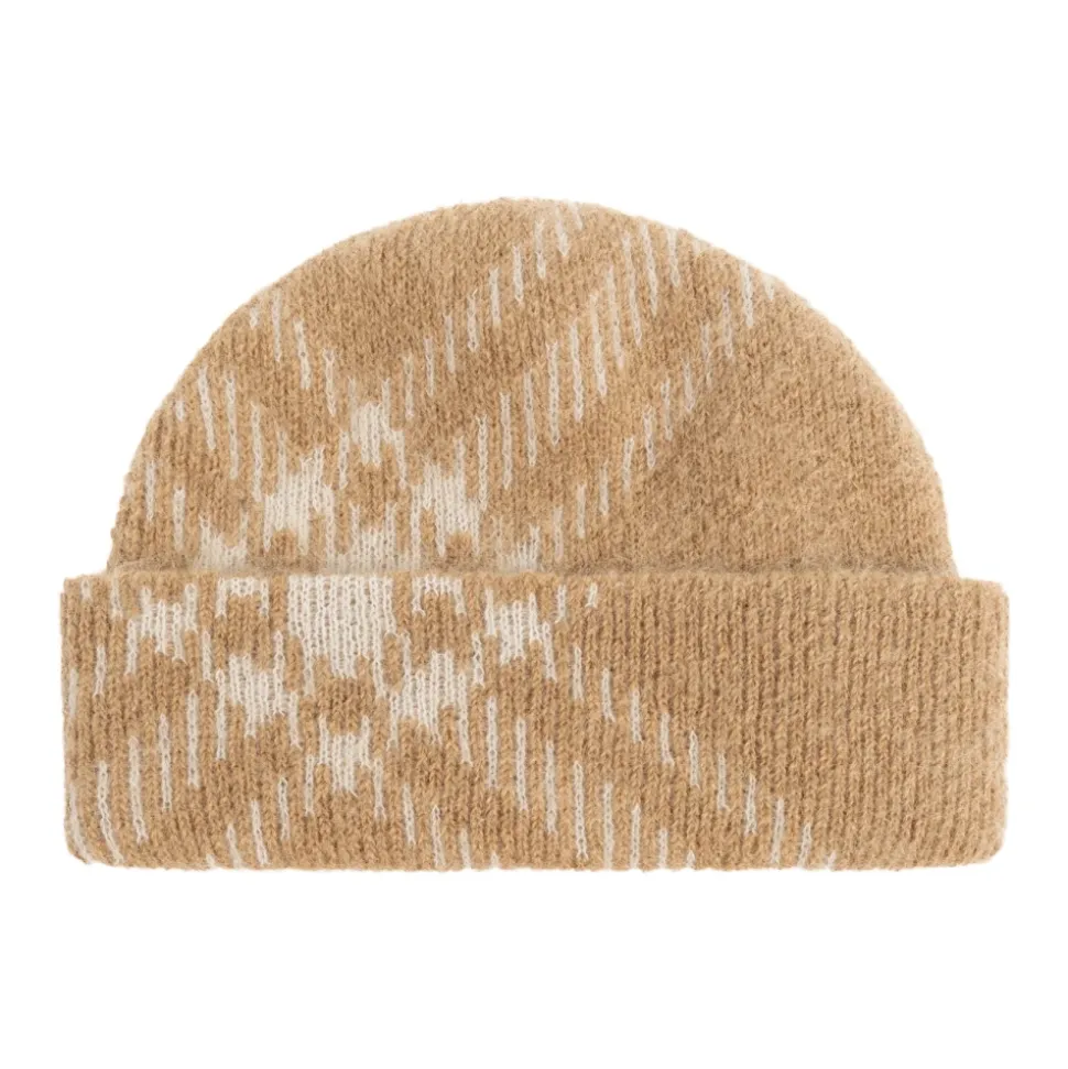 Check Mohair Wool Blend Beanie