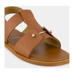 Cuoio Lær Sandaler med Metall Detalj