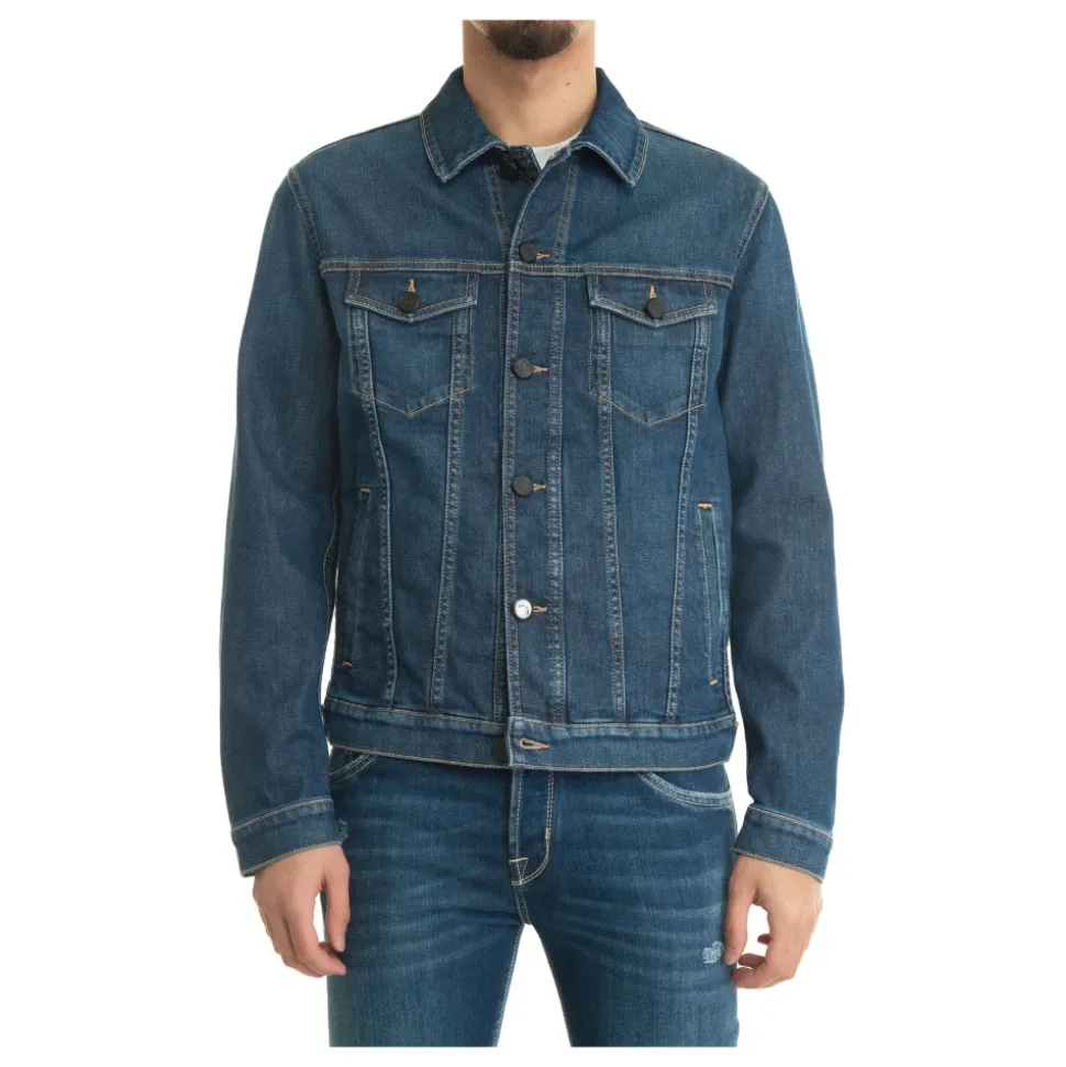 Denim Harrington Jakke med knappelukking