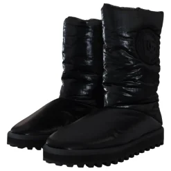 Elegant Mid-Calf Støvler i Svart Polyester