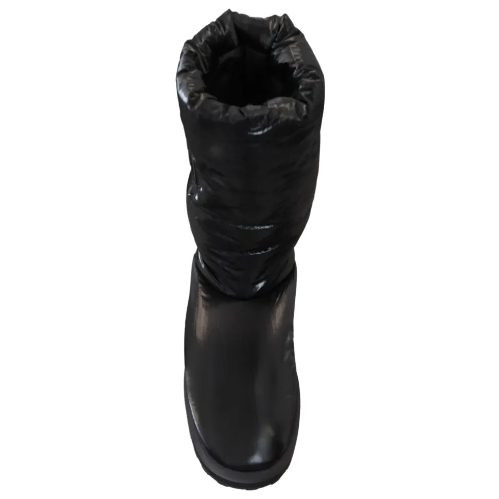 Elegant Mid-Calf Støvler i Svart Polyester