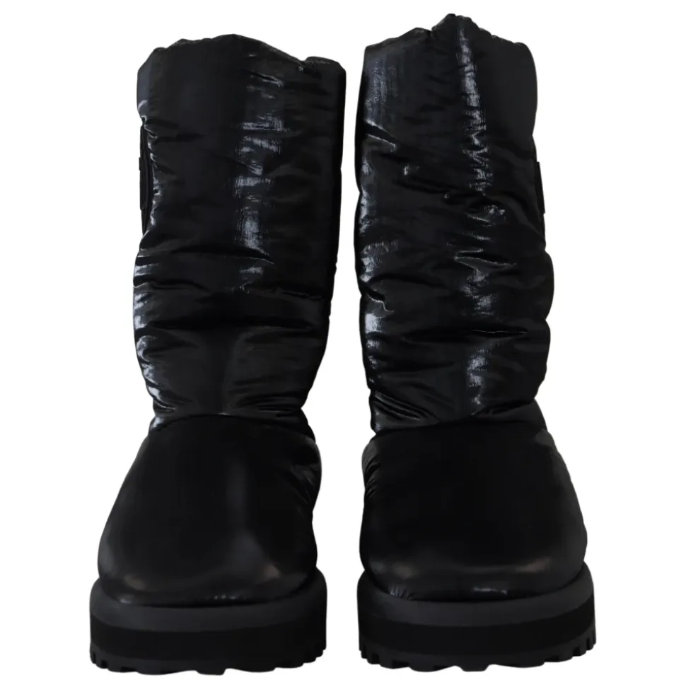 Elegant Mid-Calf Støvler i Svart Polyester