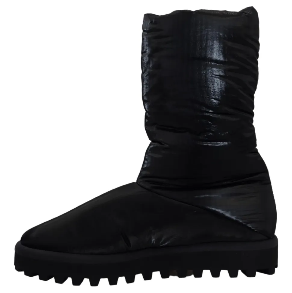 Elegant Mid-Calf Støvler i Svart Polyester