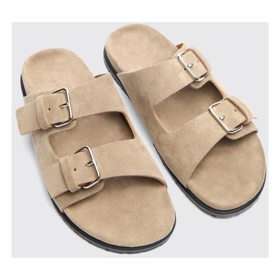Flate sandaler i skinn