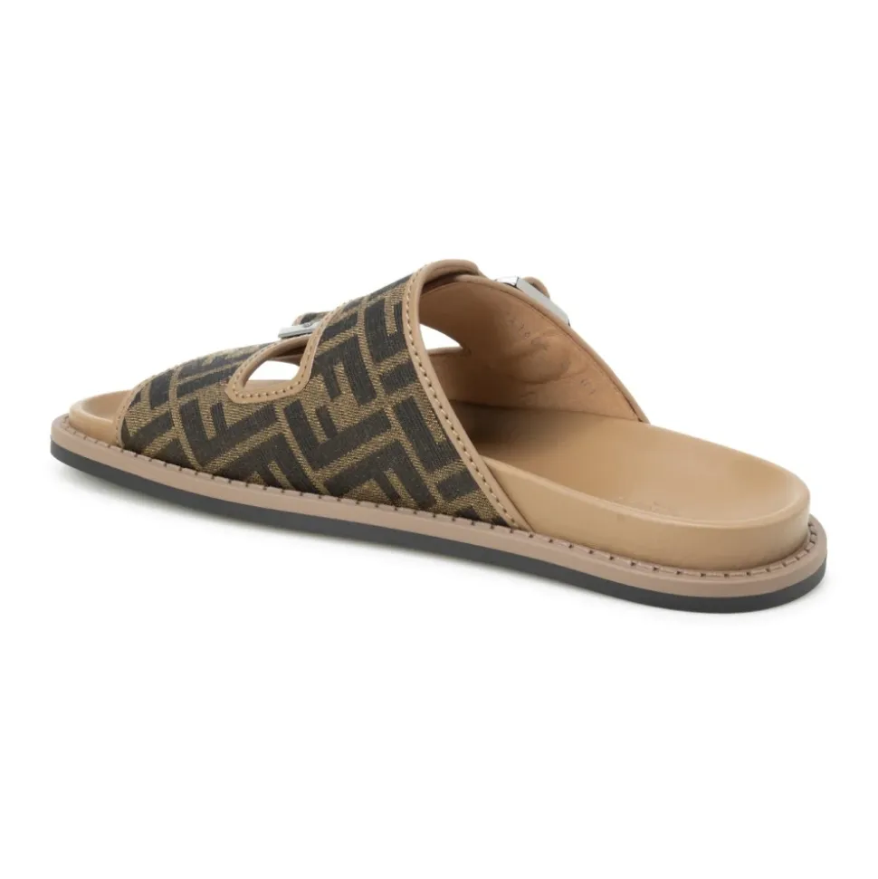 Flate sandaler med FF jacquardmønster