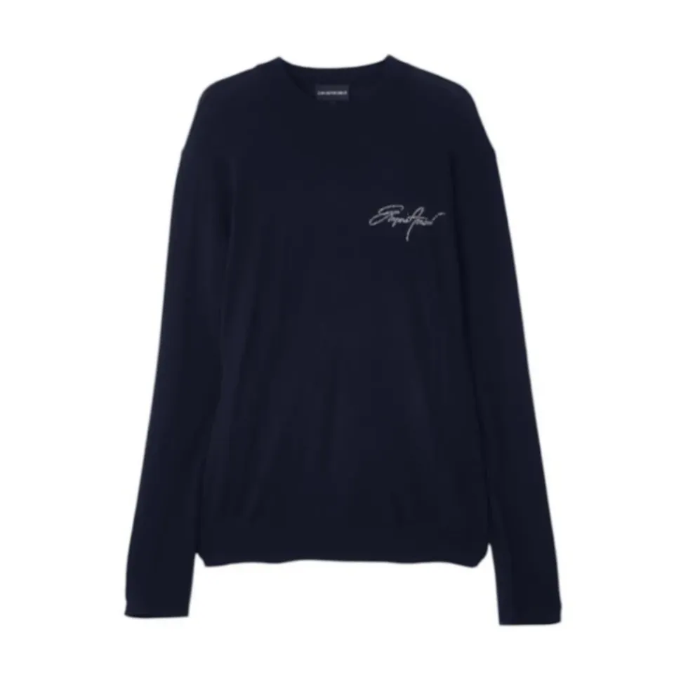 Genser i ren ny ull med jacquardlogo
